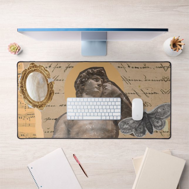 Renaissance Cute Collage Books Mixed Media Desk Mat (Office 1)
