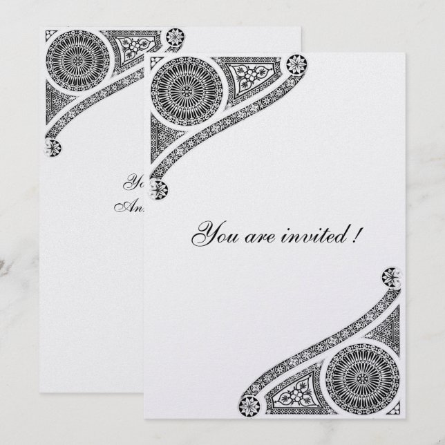 RENAISSANCE DECOR , Black and White Invitation (Front/Back)
