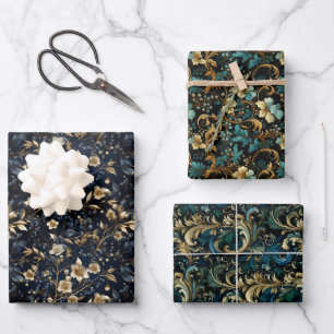 Renaissance Elegance: Vintage Pattern Design Wrapping Paper Sheets