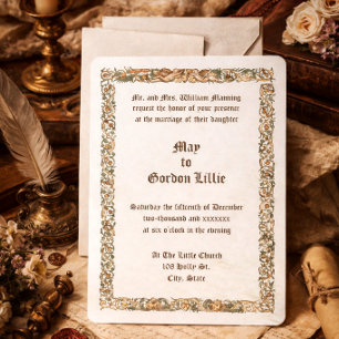 Renaissance Era ca. 1550 Floral Border Wedding Invitation