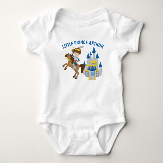 Renaissance Faire Knight Personalized Little Boy Baby Bodysuit (Front)