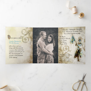 Renaissance Fairytale Wedding Photo  Tri-Fold Invitation