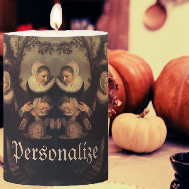 Renaissance family reunion fall portrait painting pillar candle (Creator Uploaded)