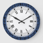 Renaissance Floral Dark Blue Large Clock at Zazzle