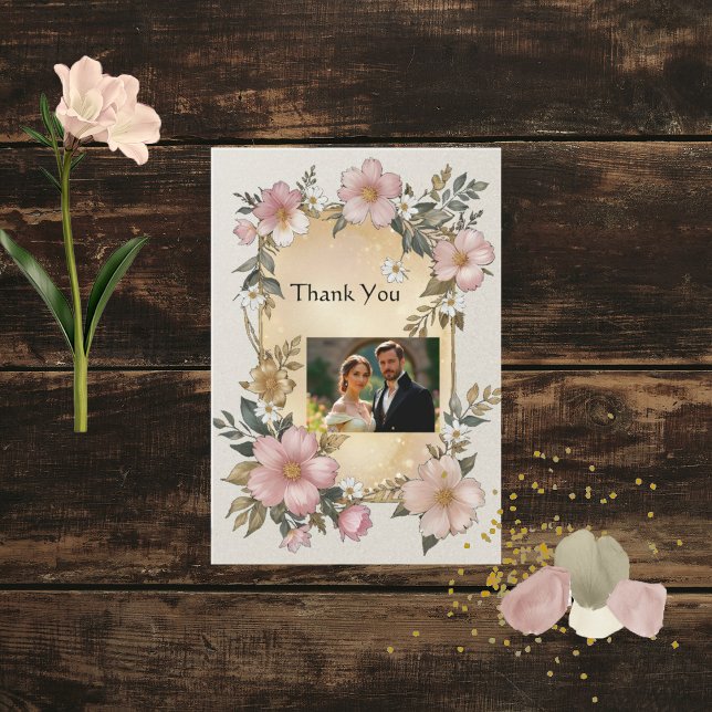 Renaissance Floral Frame Wedding Thank You Cards (Creator Uploaded)