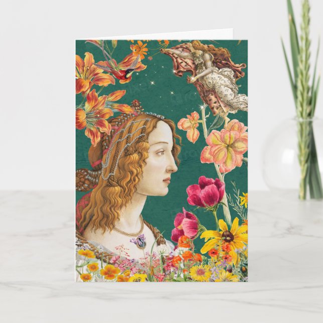 Renaissance Floral Lady. Thank You Card (Front)