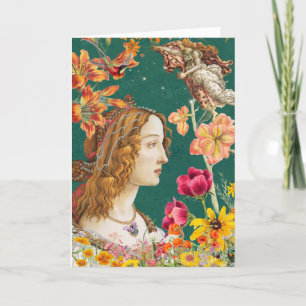 Renaissance Floral Lady. Thank You Card