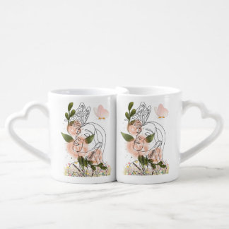 Renaissance florale – visage & papillon coffee mug set