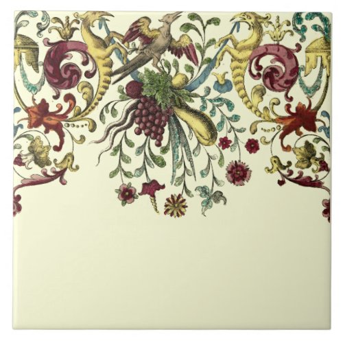 Renaissance Fruit  Floral Frieze Pattern repro  Ceramic Tile