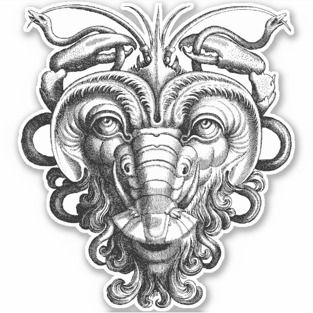 Renaissance Gargoyle Grotesque Lobster Man Sticker (Front)