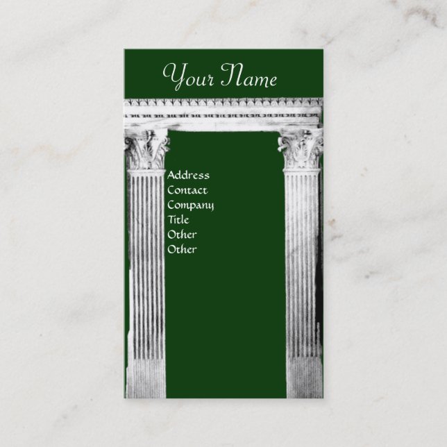 RENAISSANCE GATE Corinthian Columns,Green Business Card (Front)