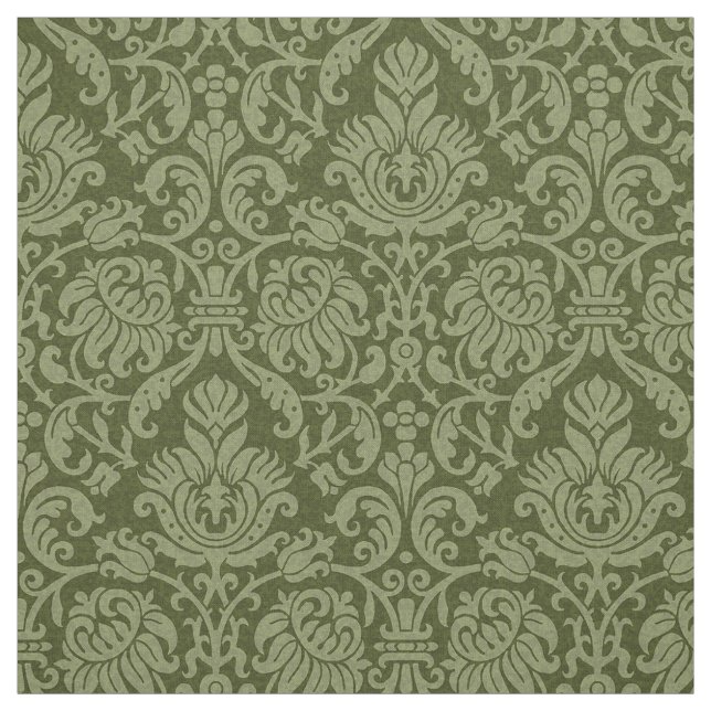 Renaissance Genoese Damask, Olive Green Fabric (Swatch)