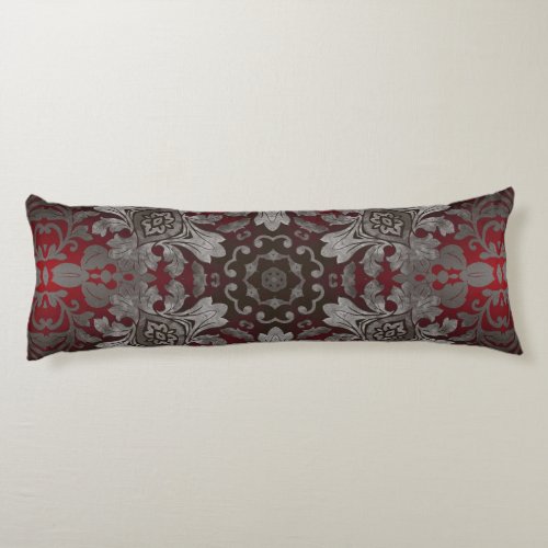 renaissance gothic metallic red and black mandala body pillow