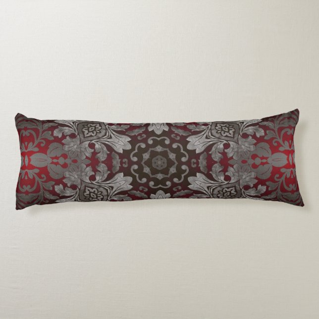 renaissance gothic metallic red and black mandala body pillow (Back)