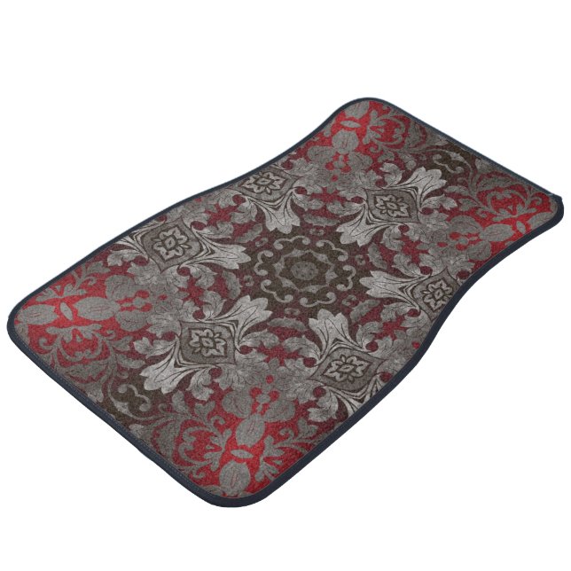 renaissance gothic metallic red and black mandala car mat (Angled)