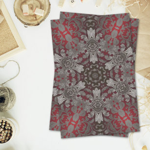 renaissance gothic metallic red and black mandala tissue paper