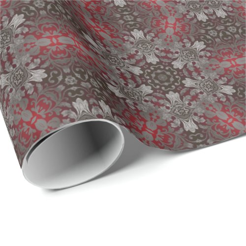 renaissance gothic metallic red and black mandala wrapping paper