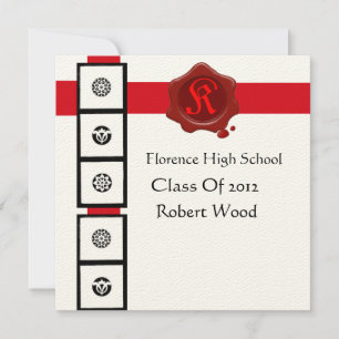 RENAISSANCE GRADUATION Red Wax Seal Monogram Invitation