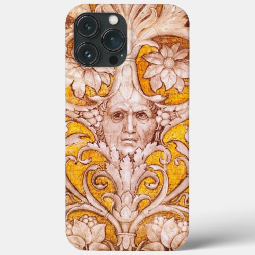RENAISSANCE GROTESQUE FACE WITH GOLD WHITE FLORAL iPhone 13 PRO MAX CASE