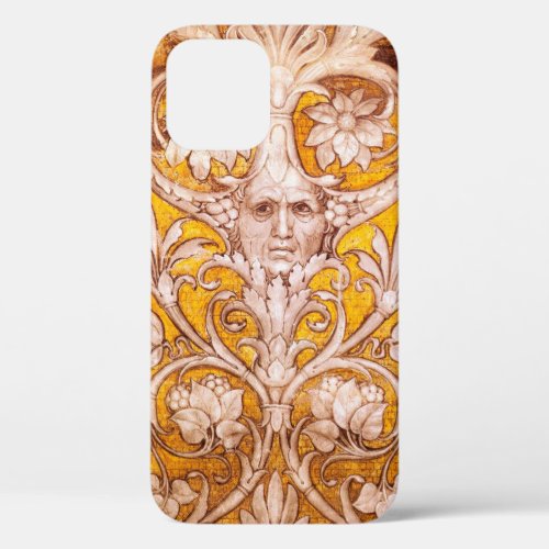 RENAISSANCE GROTESQUE FACE WITH GOLD WHITE FLORAL iPhone 12 CASE