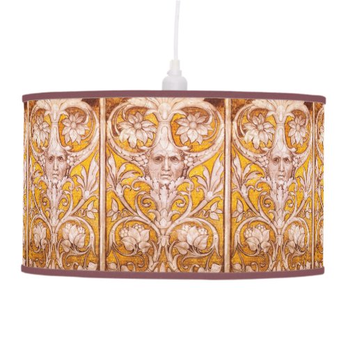 RENAISSANCE GROTESQUE FACE WITH GOLD WHITE FLORAL CEILING LAMP