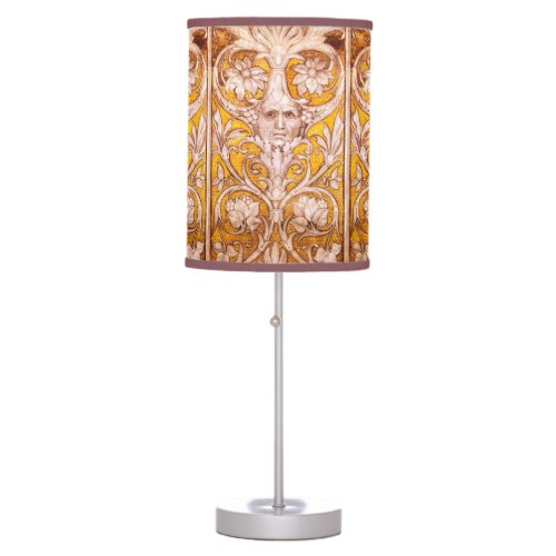 RENAISSANCE GROTESQUE FACE WITH GOLD WHITE FLORAL TABLE LAMP