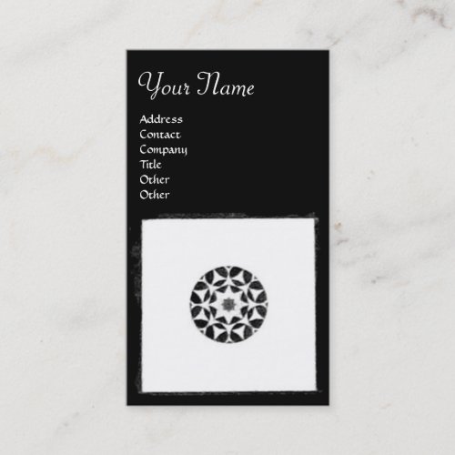 RENAISSANCE HARMONY Black White Geometric Floral Business Card