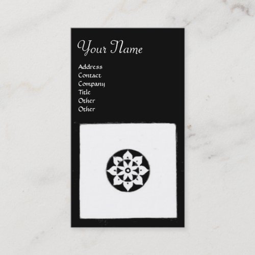 RENAISSANCE HARMONY Black White Geometric Floral Business Card