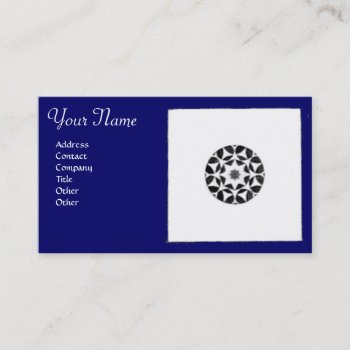 Renaissance Harmony Blue White Geometric Floral Business Card by bulgan_lumini at Zazzle