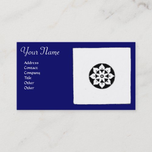 RENAISSANCE HARMONY Blue White Geometric Floral Business Card