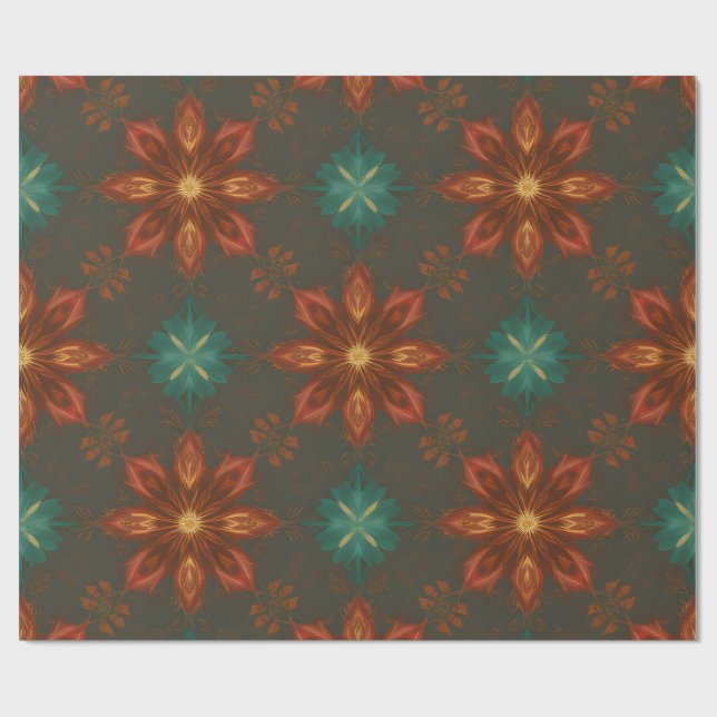 Renaissance-Inspired Christmas Floral  Wrapping Paper (Flat)