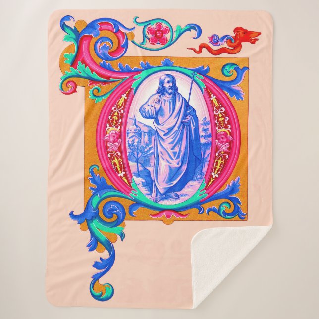 Renaissance Jesus print Sherpa Blanket (Front)