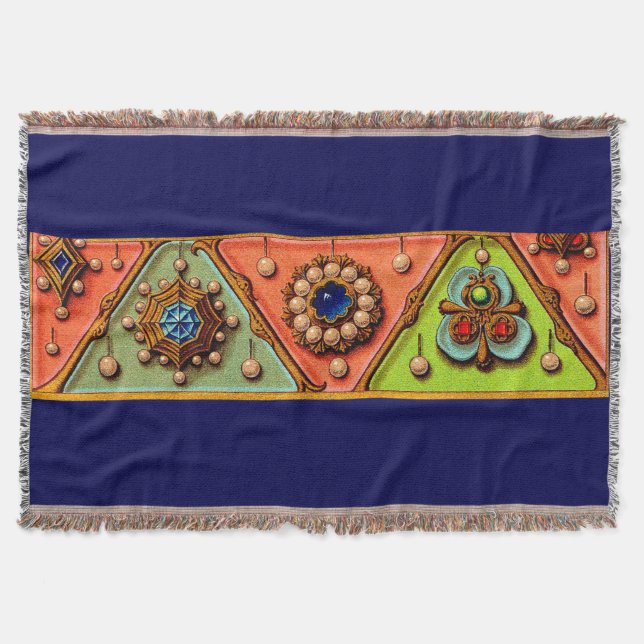 Renaissance jewels print throw blanket (Front)