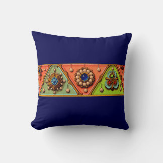 Renaissance jewels print throw pillow