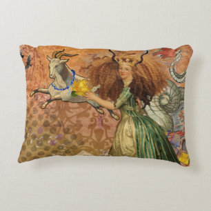 Renaissance Lady Capricorn Fantasy Vintage Zodiac Accent Pillow