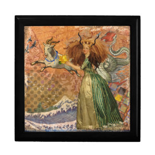 Renaissance Lady Capricorn Fantasy Vintage Zodiac Jewelry Box