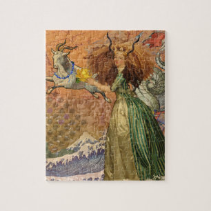 Renaissance Lady Capricorn Fantasy Vintage Zodiac Jigsaw Puzzle