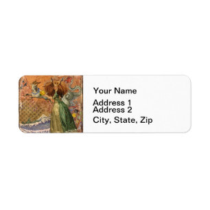 Renaissance Lady Capricorn Fantasy Vintage Zodiac Label