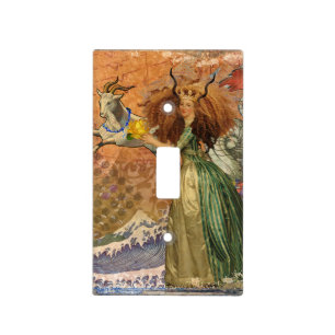 Renaissance Lady Capricorn Fantasy Vintage Zodiac Light Switch Cover