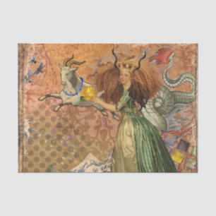 Renaissance Lady Capricorn Fantasy Vintage Zodiac Tissue Paper