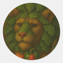 Renaissance Lion Portrait Classic Round Sticker