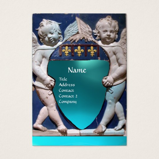 RENAISSANCE LITTLE ANGELS MONOGRAM Blue Aquamarine Business Card