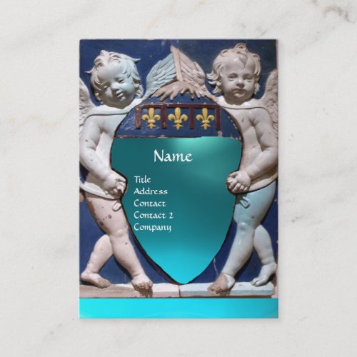 RENAISSANCE LITTLE ANGELS MONOGRAM Blue Aquamarine Business Card