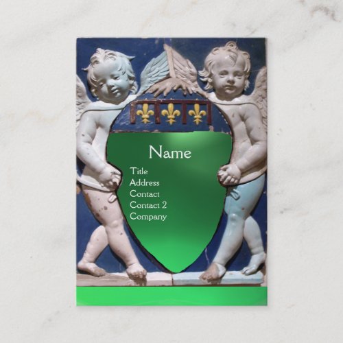 RENAISSANCE LITTLE ANGELS MONOGRAM Green Jade Business Card