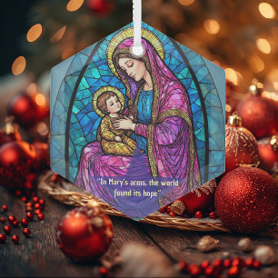 Renaissance Madonna and Child Sacred Art Minimal Glass Ornament