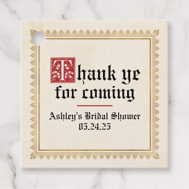 Renaissance Medieval Party Favor Tag (Front)