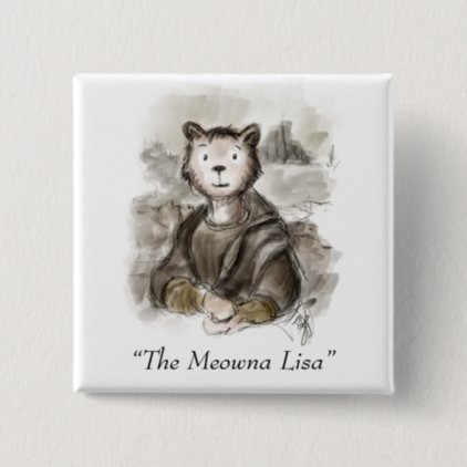 Renaissance Meowna Lisa Cat Painting Pinback Button