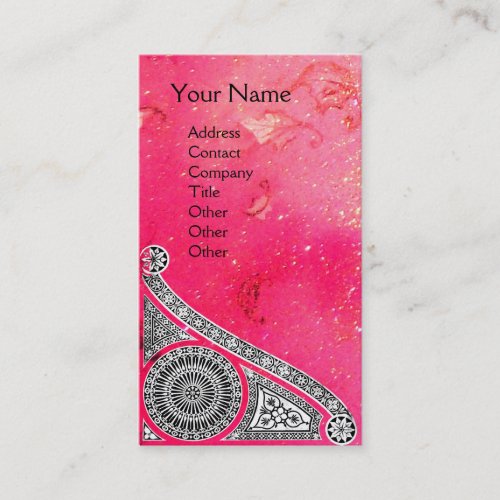 RENAISSANCE Monogram 1 bright pink sparkle Business Card
