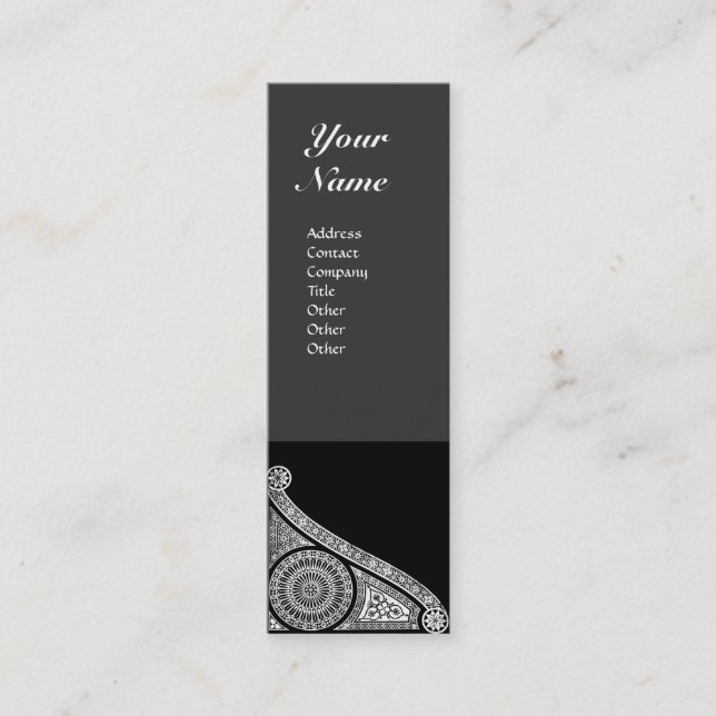 RENAISSANCE MONOGRAM 3 dark grey Mini Business Card (Front)