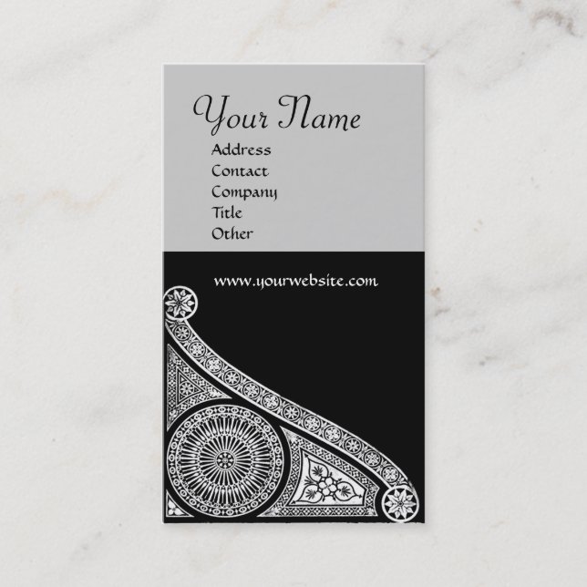 RENAISSANCE MONOGRAM 3 light grey Business Card (Front)
